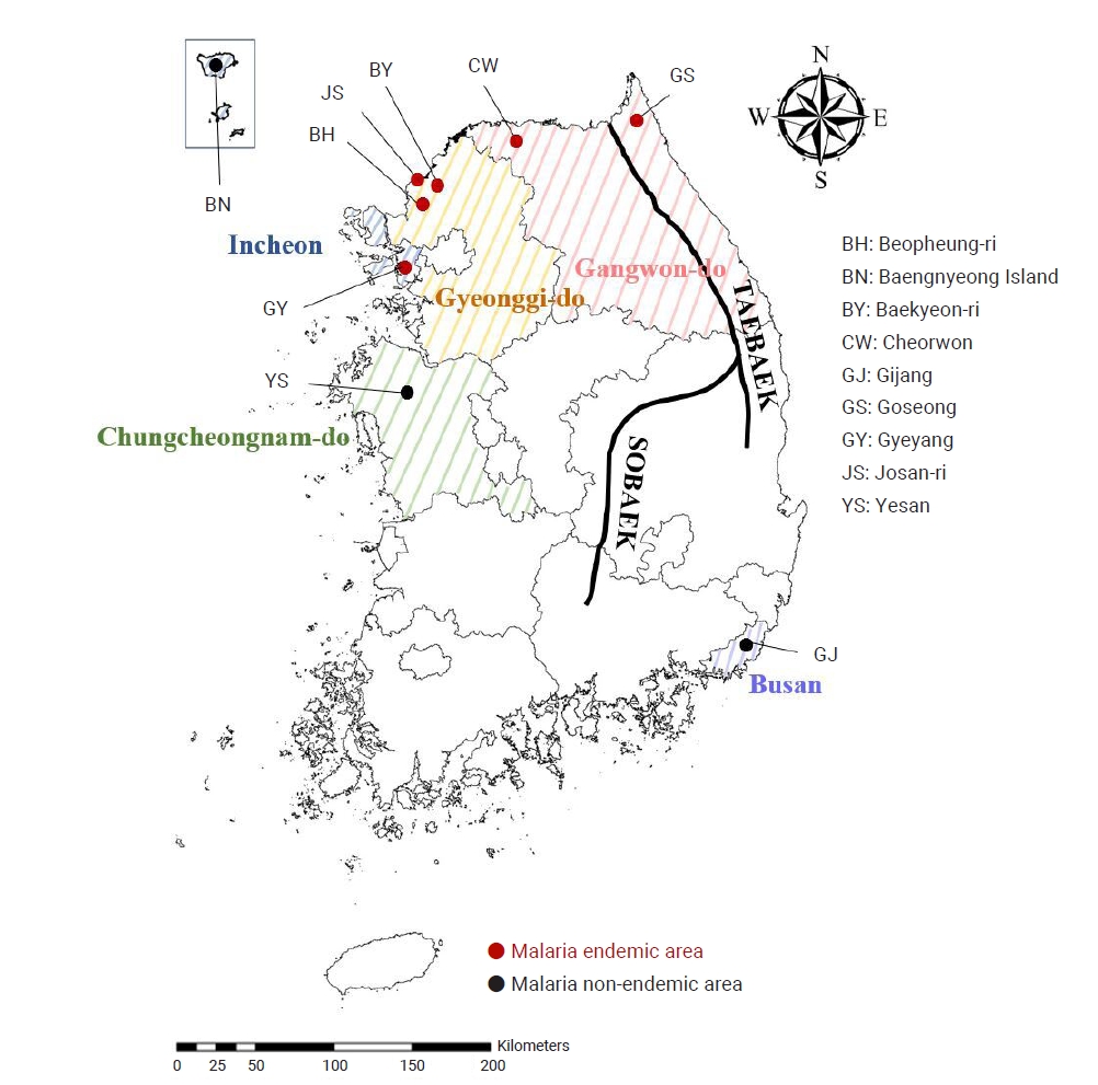 Objectives: Anopheles sinensis is a predominant malaria vector found throughout the Republic of Korea (ROK). Population genetic analysis can provide insights into the origins and migration patterns of malaria vectors by assessing genetic variation an